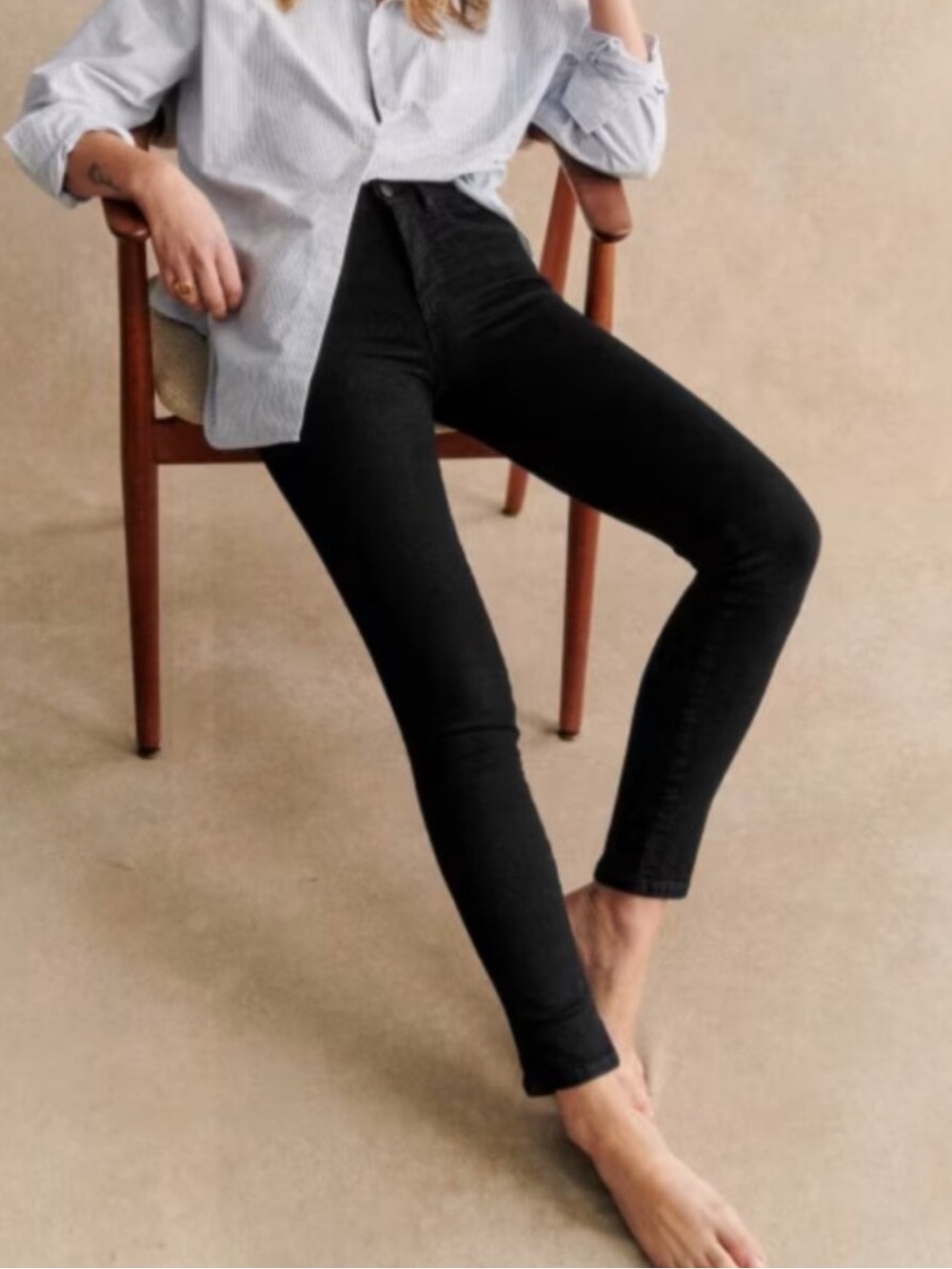 SEZANE Le Brut Black Mid Rise Skinny Jeans